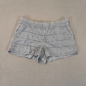 Gap Womens Sz‎ 10 Gray Blue Flat Front Crochet Eyelet Pattern Hot Low Cut Short